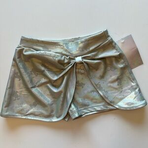 Disney 100th Anniversary Silver Holographic Stretch Skorts Bow Accent Girls 7/8